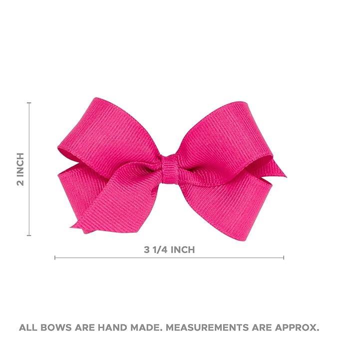 Wee Ones Girls' Classic Grosgrain Hair Bows with Plain Wrap Center, No-Slip Hair Clip, Handmade, Blue Bird, Mini