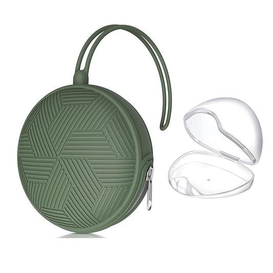 Smlpuame Pacifier Holder Case,BPA Free Portable Pacifier Storage Container,Silicone Baby Pacifier Cover Pouch for Diaper Bag Stroller,Travel Outdoor Activities,Easy to Clean(Green)