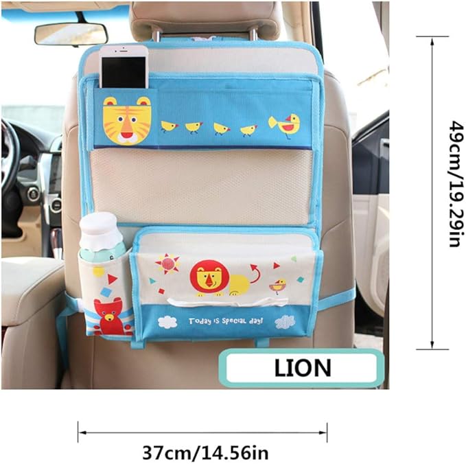 Cute Cartoon Car Backseat Organizer Auto Car Foldable Table Tray Seat Back Storage Bag Organizer for Baby Kid