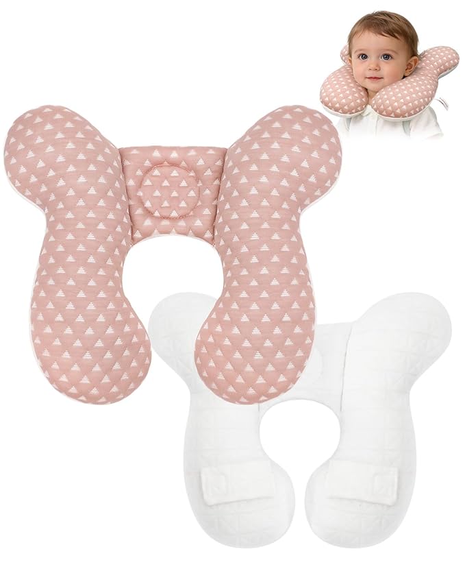 KAKIBLIN Baby Travel Pillow, Baby Neck Pillow for Car Seat, U-Shaped Head and Neck Support for Stroller Pushchair, Soft Cooling Breathable Infant Head Pillow for Newborn Toddler