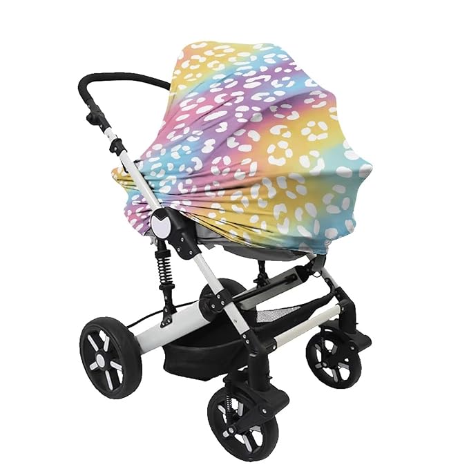 Forchrinse Colourful Leopard Print Car Seat Cover Stretchy Breastfeeding Nursing Cover Soft Multi Use Cover for Shopping Cart/High Chair/Stroller