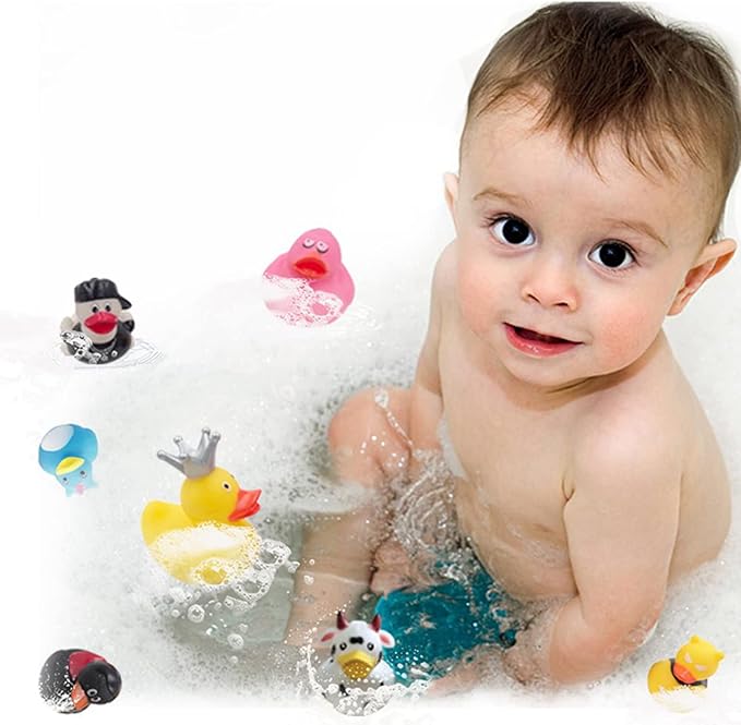 WQTHE 60 Pack Rubber Duck for Jeeps Ducking - 2.3 Inch Bulk Floater Duck for Kids - Baby Bath Toy Assortment - Party Favors, Birthdays, Bath Time, and More (50 Varieties)