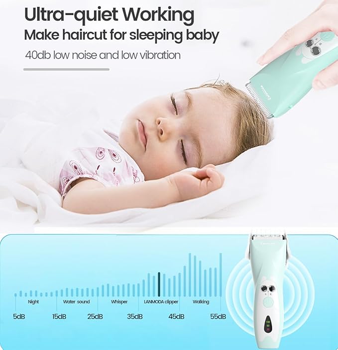 Baby Hair Clippers, Coldless Quiet Hair Trimmer Shaver for Toddler Children with Autism, Waterproof Rechargeable Haircut Kit for Infant Kids Ceramic Blade