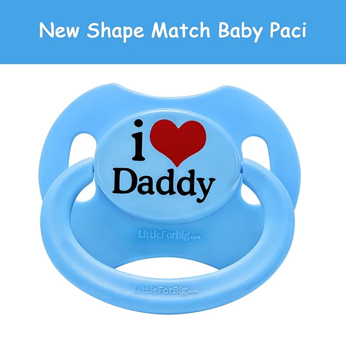 LittleForBig Bigshield Gen-II Adult Sized Printed Pacifier I Love Daddy Pattern Blue