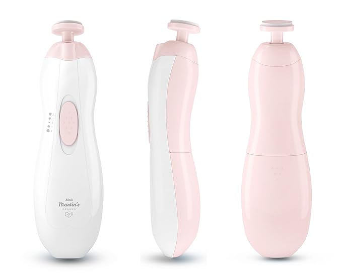 Little Martin’s Drawer Baby Nail Trimmer File with Light - Safe Electric Nail Clippers Kit for Newborn Infant Toddler Kids Toes and Fingernails - Care, Polish and Trim - Battery Operated (AA), Pink