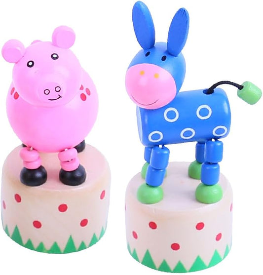 Bigjigs Toys Farm Animal Pushup (Pack of 2 - Pig and Donkey)
