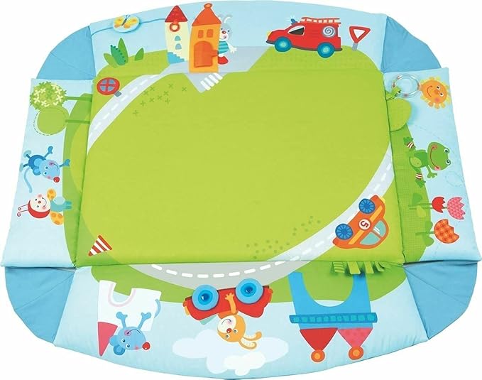 HABA Whimsy City Soft Fabric Play Gym with Detachable Arch - Use as a Play Surface, Changing Area or Small Bed