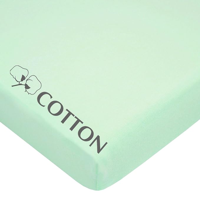 American Baby Company 100% Natural Cotton Fitted Pack and Play Sheet 39" x 27" - Soft & Breathable Pack N Play Sheet for Playpen, Playard & Mini Crib Mattress, Mint, for Boys & Girls
