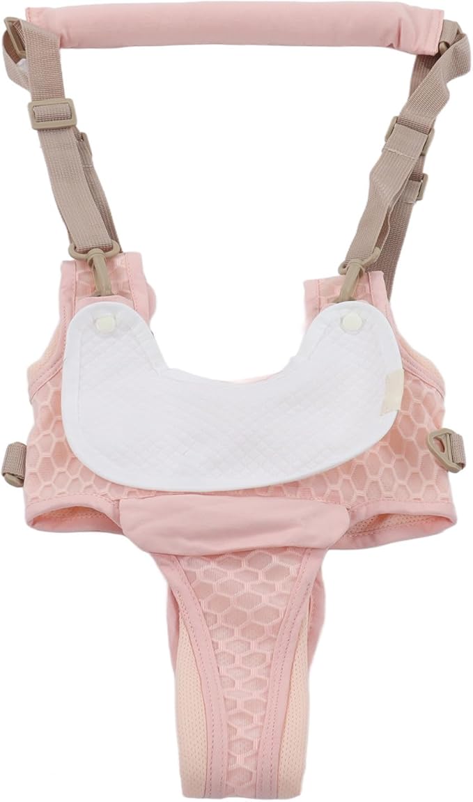Baby Walking Harnesses, Lightweight Adjustable Detachable Crotch Pad Handheld Toddler Walk Assistant Belt Adjustable Standing Up and Walking Learning Helper for(Cherry Blossom Powder - Mesh Cloth)
