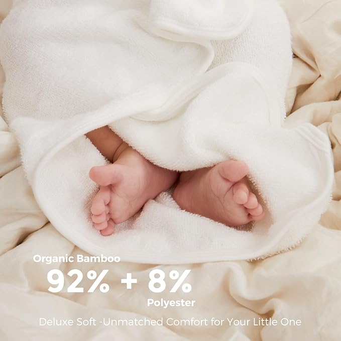 Momcozy Baby Bath Towel Set, Baby Towel with Hood and Baby Washcloth|Baby Bath Glove, Extremely Soft, Breathable, Suitable for Girls and Boys