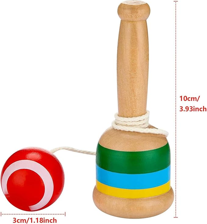 4 Pieces Wood Catch Ball, Cup and Ball Game, Cup Catch Ball Toys, Mini Wooden Catch Ball Hand Eye Coordination Educational Toys, White and Red