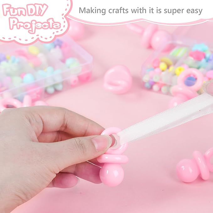 24 Pcs Baby Shower Pacifiers, 1.75 Inch Plastic Pacifiers for Baby Shower Game Girl, Bulk Pacifier for DIY Decoration, Gender Reveal Table Scatter, Hunt Game Props, Party Favors(Pink)
