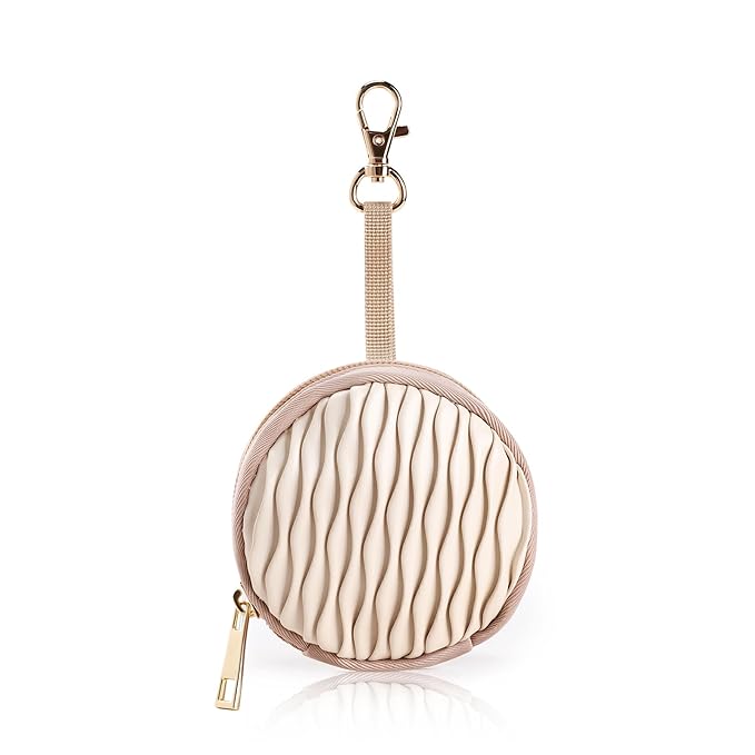 Pacifier Holder Case with Clip - Pacifier CharmPod with Clasp for Mom Bag Easily Attach to a Diaper Bag or Purse(Beige)