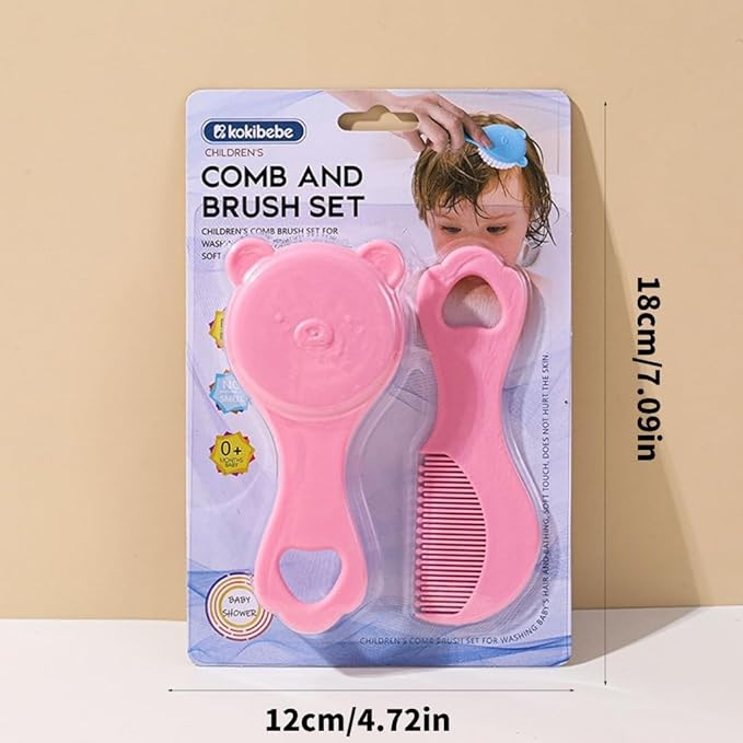 Infant Comb Set with Hairbrush for Delicate Skin Feature Lovely Bear Pattern New Parents Essential Hair Care