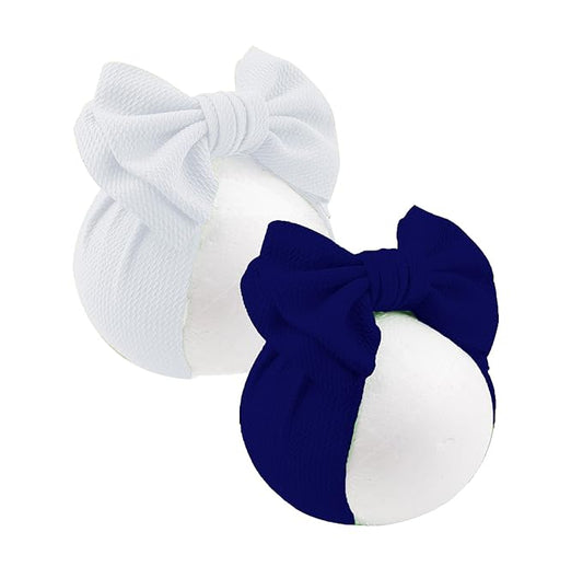 Bows for Baby Girls Headband, Newborn Bows Headbands Baby Hair Bows Hairbands Hair Accessories.(FD104-Navy Blue White)