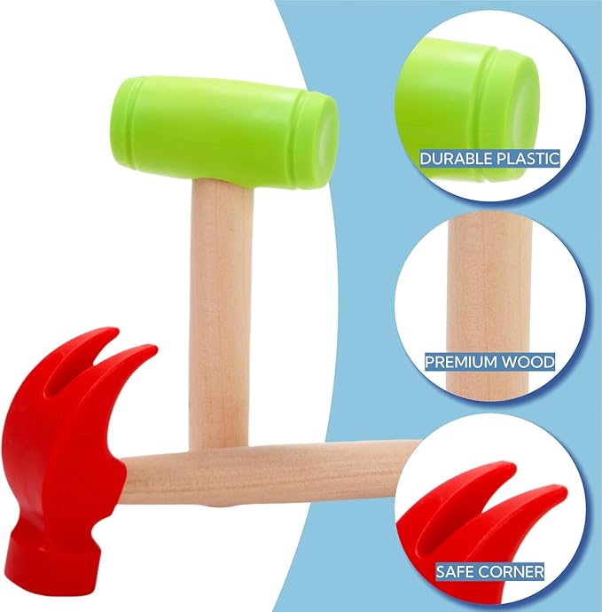 10 Pack Kids Hammer Toy, Wooden Small Simulation Maintenance Tools, Pretend Play Educational Toys for Teens Girls Boys School Games Supplies