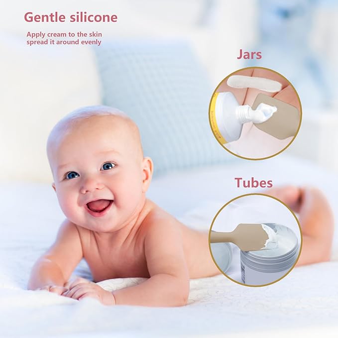3-Pack Baby Diaper Cream Spatula - Baby Diaper Rash Cream Applicator for Butt Paste - Diaper Cream Brush for Newborn Essentials (grey, pink, green)
