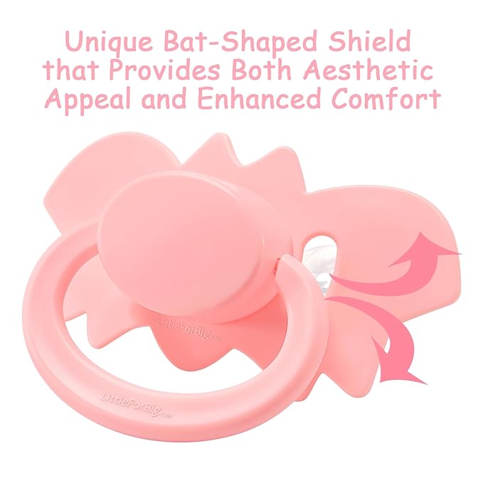 LittleForBig Bigshield Generation-II Adult Sized Pacifier - Baby Bat Pacifier Pink