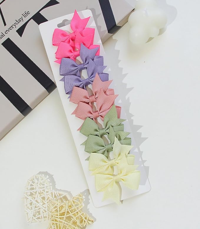 ALinmo Hair Clips for Girls - 80PCS Fully Lined Tiny Alligator Bows in Pairs for Infants and Toddlers