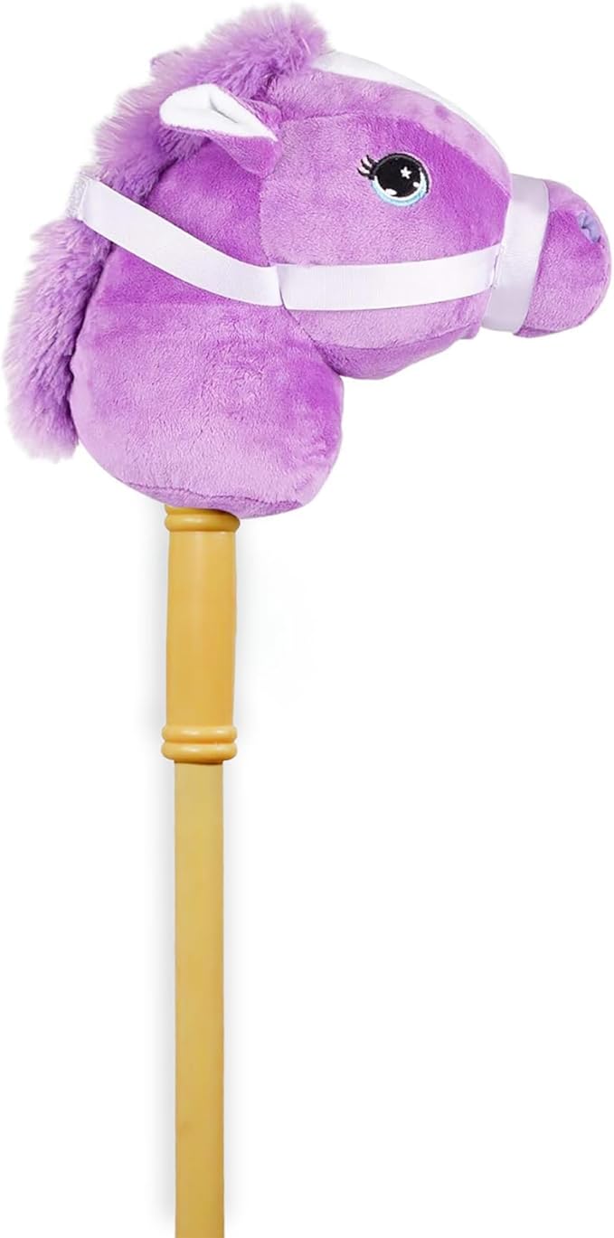 Ponyland: Music Stick Animal - Purple & White Horse - Music Button, Sturdy Two-Piece Stick W/Colorful Soft Plush Animal Head, Toy, Kids Ages 3+