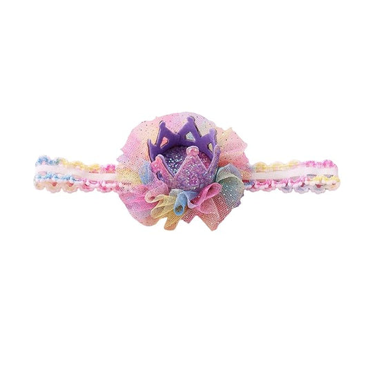 Bow Lace Headband for Baby Girls, Cute Bow Knot Hairband Pearl Elastic Headwrap for Newborn Infant Toddlers (Purple)