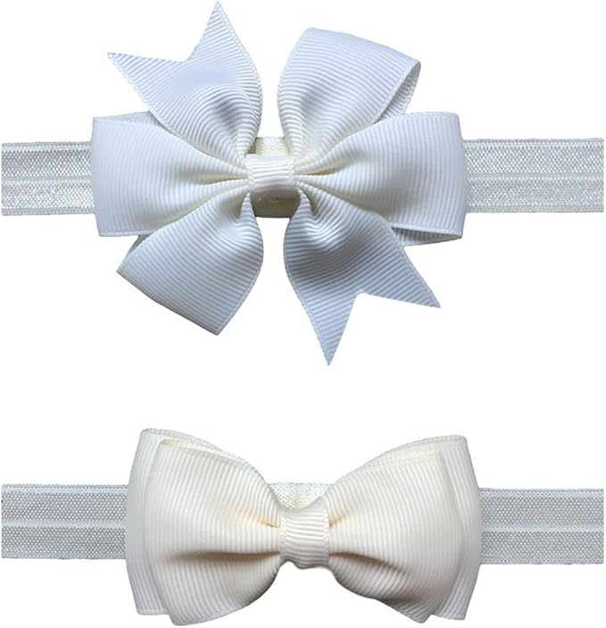 2pc/Set Baby Girls Grosgrain Ribbon Hairband Set Ribbon Bows Hair Tie Headband JB10
