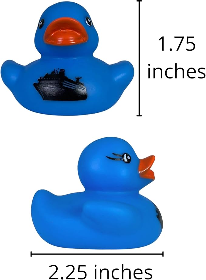 Cruise Ship Cruising Ducks Rubber Duck | Bulk 20 Pack | Rubber Ducky 2.25 inches Wide and 1.75 inches Tall | Use with Cruising Duck Tags | Carnival Blue with Ship