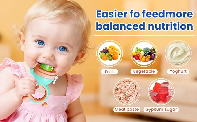 Baby Fruit Food Feeder Pacifier - Fresh Teething Pacifiers, 3 Different Size Silicone Pouch,Teethers for Babies 6-24Months, Baby Solid Food Essentials, Nutrition Feeder, BPA Free,1 Pice, Blue