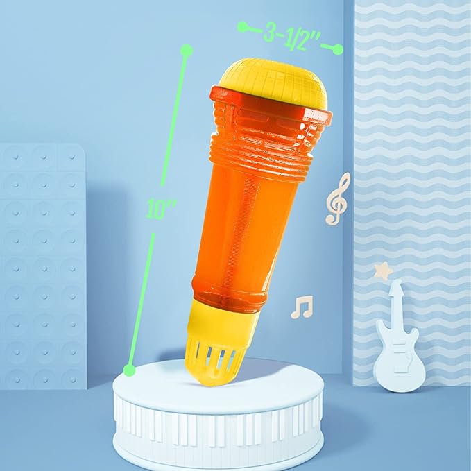 Novelty Place Echo Mic for Kids and Toddlers - Battery-Free Magic Karaoke Microphone Voice Amplifying Retro Toy for Singing, Speech & Communication Therapy - 10" (Yellow & Orange)