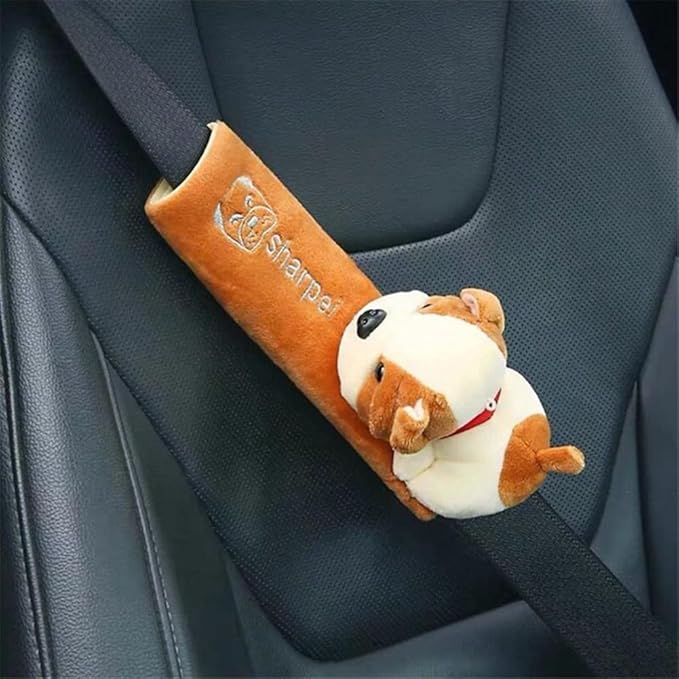 Cute Car Seat Belt Cover Dog Cat Child Car Stuffed Plush Animal Travel Pillow Kawaii Seat Belt Pillow for Kids Adults