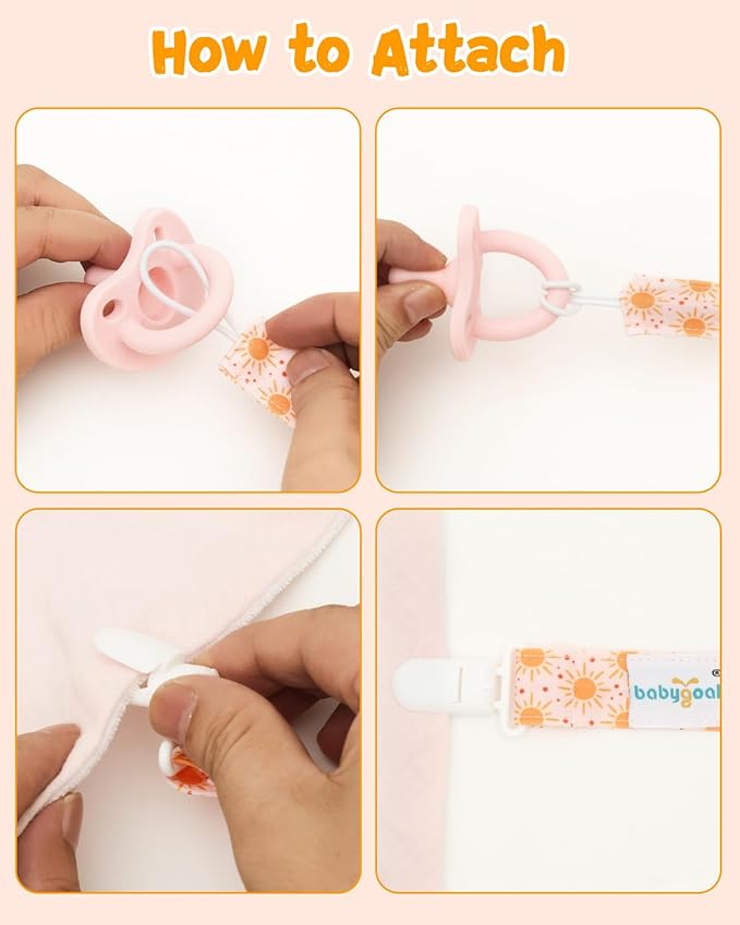 babygoal Plaid Pacifier Clips, 6 Pack Binky Paci Holder Leashes Fits for Most Baby Pacifiers and Binkies