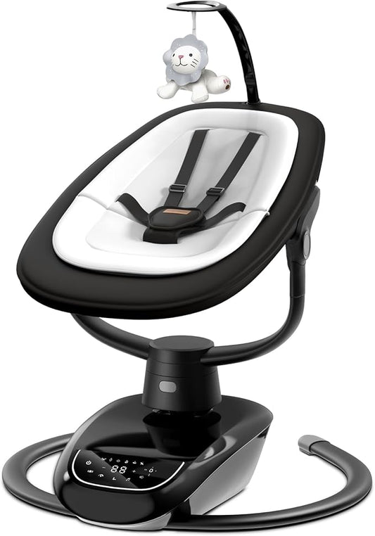 Angelbliss Baby Swing with Custom Motion, 3D-Motion Electric Swing with 6 Unique Motions & 4-Speeds, Bluetooth Enabled, 13 Preset Lullabies (Black)