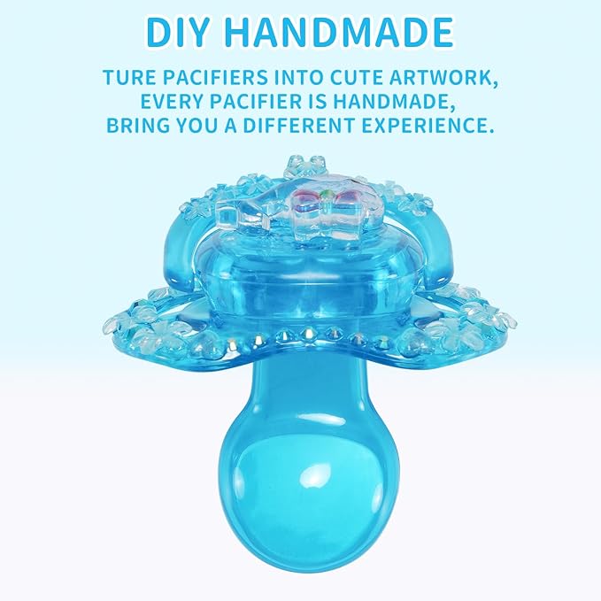CutiePlusU Adult Sized Pacifier Dummy for Adult DIY Handmade-Small Whale Crystal Blue