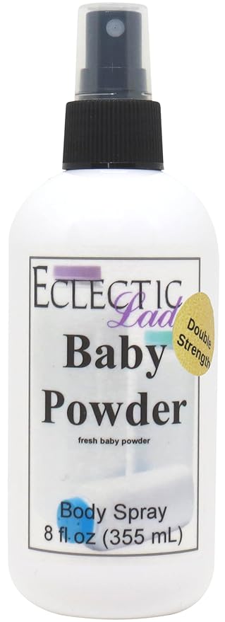 Eclectic Lady Baby Powder Body Spray, Double Strength, 8 ounces, Body Mist for Women with Clean, Light & Gentle Fragrance, Cologne with Soft, Subtle Aroma For Daily Use