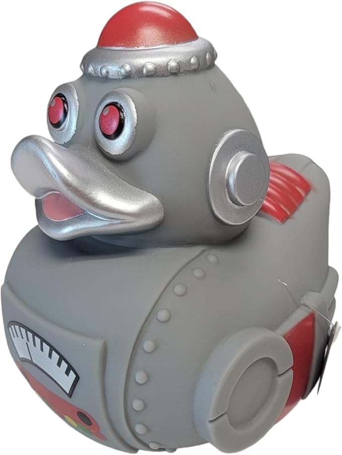 Big Rubber Ducky Collectible Mix (5.5") Alien, Robot, Dinosaur, Splat, Ninja, Confetti, Pink Heart, Yellow, Unicorn and Astronaut. Perfect for Ducking (Robot)
