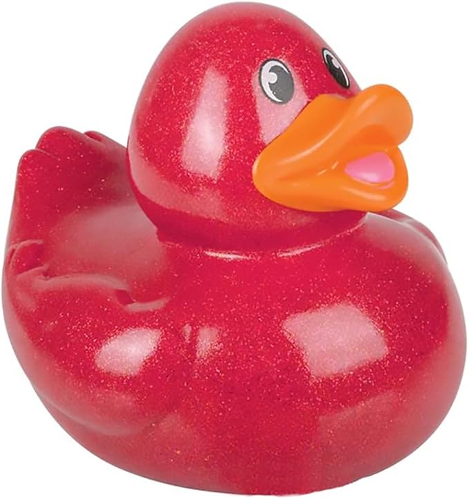 The Dreidel Company Glitter Rubber Duck Toy with Sound Assortment Duckies for Kids, Bath Birthday Gifts Baby Showers Summer Beach and Pool Activity, 6" (Single)