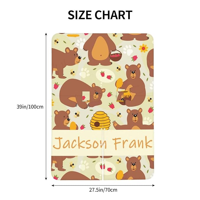 Personalized Baby Car Seat Cover Canopy with Name for Girls Boys Custom Bear Baby Carrier Covers