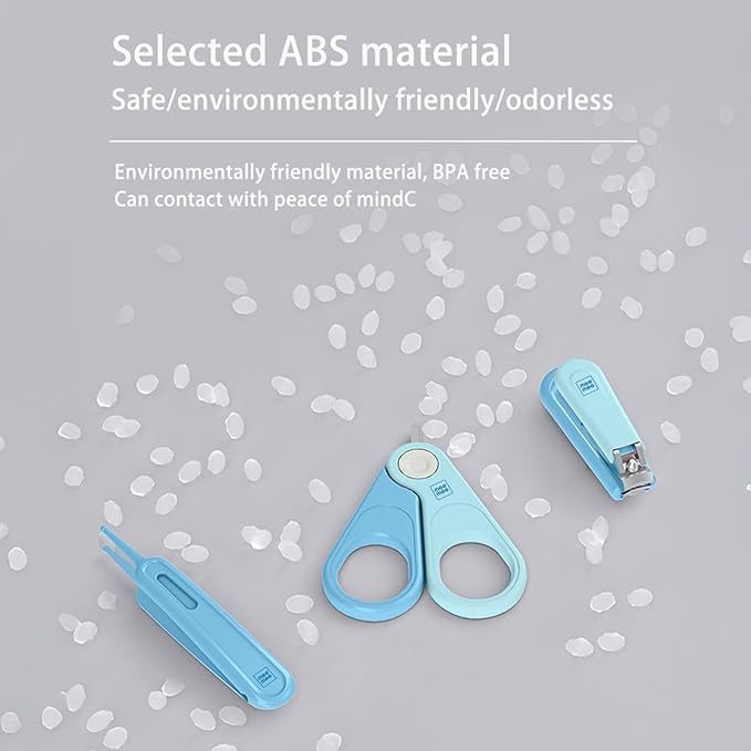 Mee Mee Baby Grooming Kit - Nail Clipper, Nail Filer, Scissors, and Small Tong for Safe and Easy Grooming (Blue)