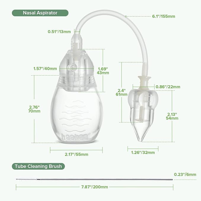 haakaa Silicone Nasal Aspirator for Baby – Baby Nose Sucker, Swan Neck Nasal Aspirator with Anti-Backflow Valve, BPA-Free Nose Cleaner, 12m+