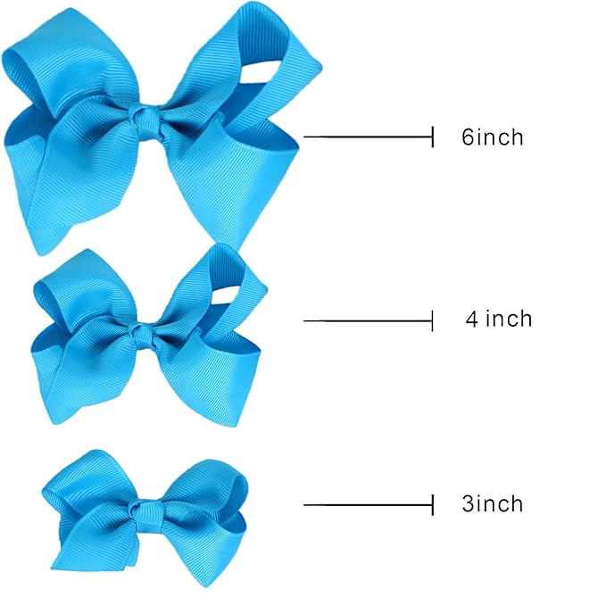 Sky Blue Bows for Girls,6PCS Hand-made Grosgrain Ribbon Hair Bows Alligator Clips Hair Accessories for Little Teen Toddler Girls Kids (Sky Blue)