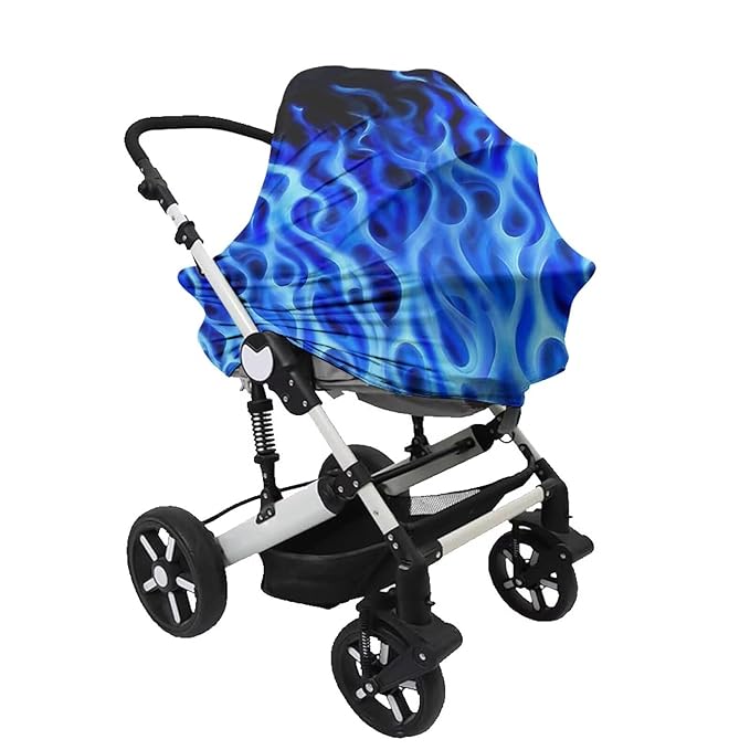 Blue Flame Nursing Cover Breastfeeding Scarf Baby Privacy Car Seat Covers Infant Stroller Cover for Babies Breathable Unverisal Fit Carseat Canopy for Girls and Boys