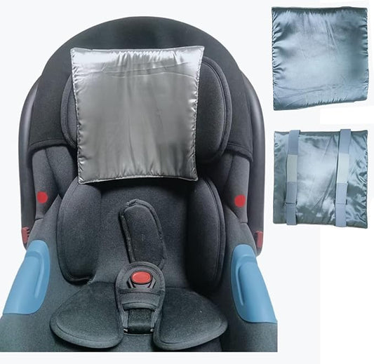 2 Pack Carseat Covers Baby Satin Car Seat Headrest Cover for Babies Baby Hair Protector Soft Silk Feeling Protection Silk Head Cover Satin car seat headrest Protector Support(Grey)