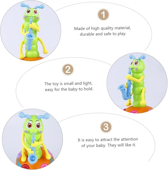 Toddmomy Electric Musical Caterpillar Toy for Boy Girl Sensory Dancing Saxophone Caterpillar Interactive Music Play Fun for Boy Girl and Toddlers No Batteries Required