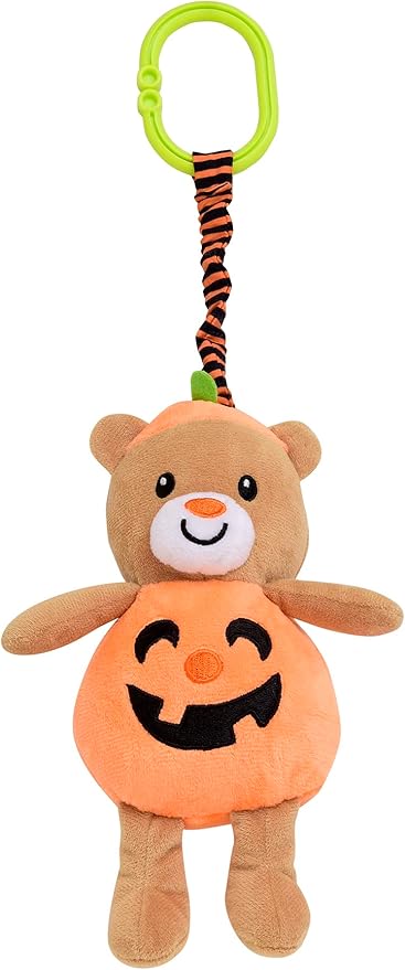 Baby Starters Magic Years Halloween Bear Chime Toy with Pull and Jiggle Vibration Feature and Travel Hook, Orange Pumpkin, 9 inch