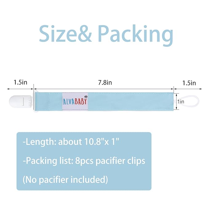 ALVABABY Pacifier Clips for Neutral Boys Girls 8 Packs Pacifier Binky Paci Holder Leashes for Baby Teethers Toys