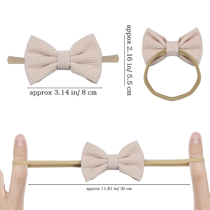 Baby Girl Corduroy Hair Bow Nylon Headband, Solid Color Tiny Bow Hair Bands 12pcs for Newborn Infant Toddlers (corduroy A 12PCS)