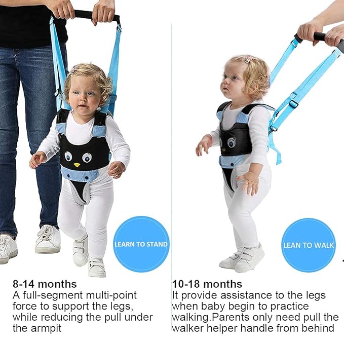 ORANGEHOME Baby Walker Toddler Walking Harness Helper and 2 Pair Knee Pads Adjustable Standing Up and Walking Learning Helper for Toddler 7-24 Month-Blue