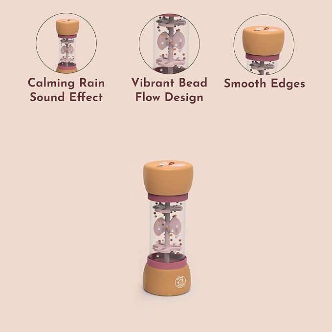 SPEEDY MONKEY Kids Beaded Raindrop | FSC Wooden Shake Rainmaker Musical Toy for Toddlers & Babies | Calming Rain Sound Stick for Sensory Instrument Pretend Play Music Fun (Color May Vary)