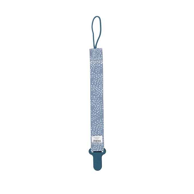 Nuby Pacifinder Baby Pacifier Clip Pacifier Holder Clip with Convenient Hook Loop - Blue Dots and Green Dino 2 Count (Pack of 12)