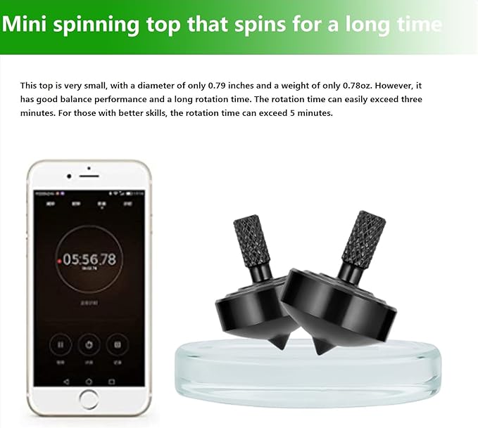 Stainless Steel Spinning Top, Precision Mini Desktop Gyroscope, Kill Time Reduce Stress ADHD Toys, Perfect Balance Gyro (Black Style 2)
